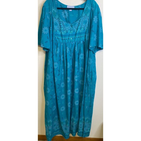 ONLY NECESSITIES Bib Front Patio Lounger House Dress Pockets Plus 26/28 Maxi - Picture 1 of 5